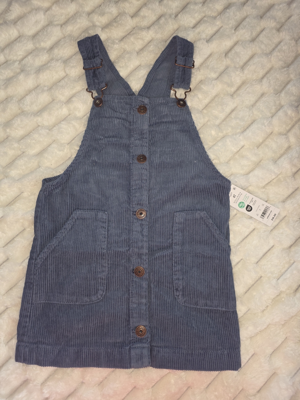 OshKosh B'gosh Blue Corduroy Button-Front Overall Dress